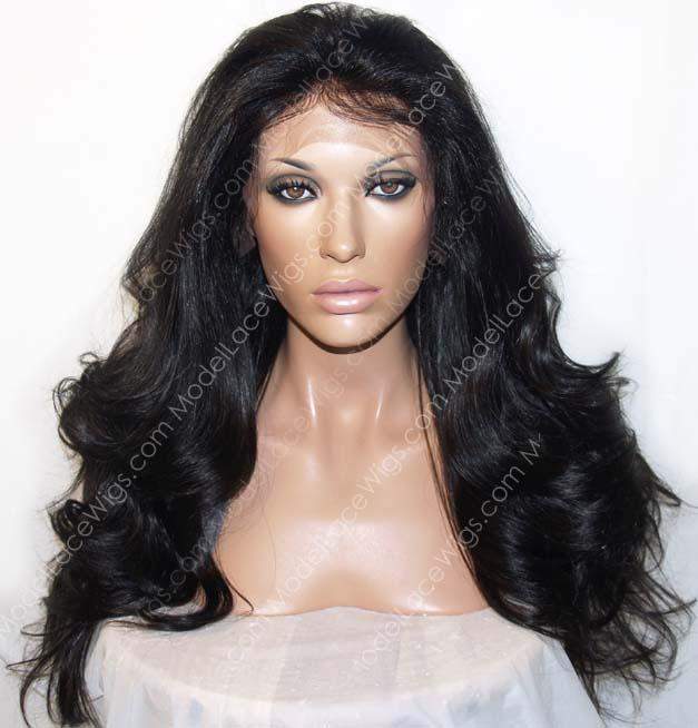 Off Black Lace Front Wig with Long Loose Waves 
