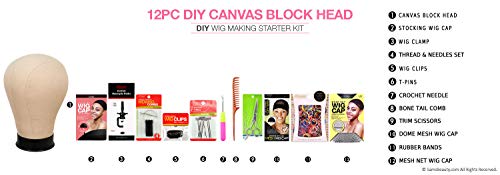 Studio Limited Canvas Block Head DIY Wig Making Starter Kit 12pcs (23 –  Model Lace Wigs and Hair