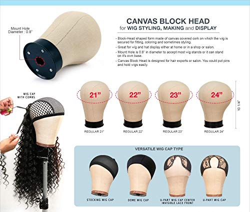 STUDIO LIMITED Tripod Mannequin Head Wig Stand with Canvas Block Head DIY  Wig Making Set (23 Set)