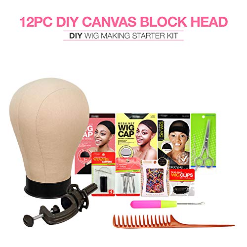 Studio Limited Canvas Block Head, Height 12, DIY Wig Making Starter Kit 12pcs 23