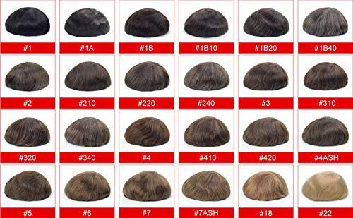 Toupee With Human Hair And 0.06mm Super Thin Skin All V-looped Technology Toupee Mens Hair Pieces Hair Replacement Color 1B(4 Colors Available)