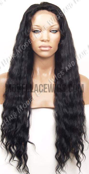 Long Wavy Jet Black Full Lace Wig | Model Lace Wigs and Hair