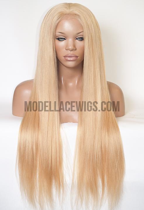 24 inch blonde straight full lace wig with 180% density and transparent HD lace