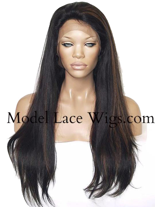 Yaki Full Lace Wig with Highlights | Model Lace Wigs and Hair